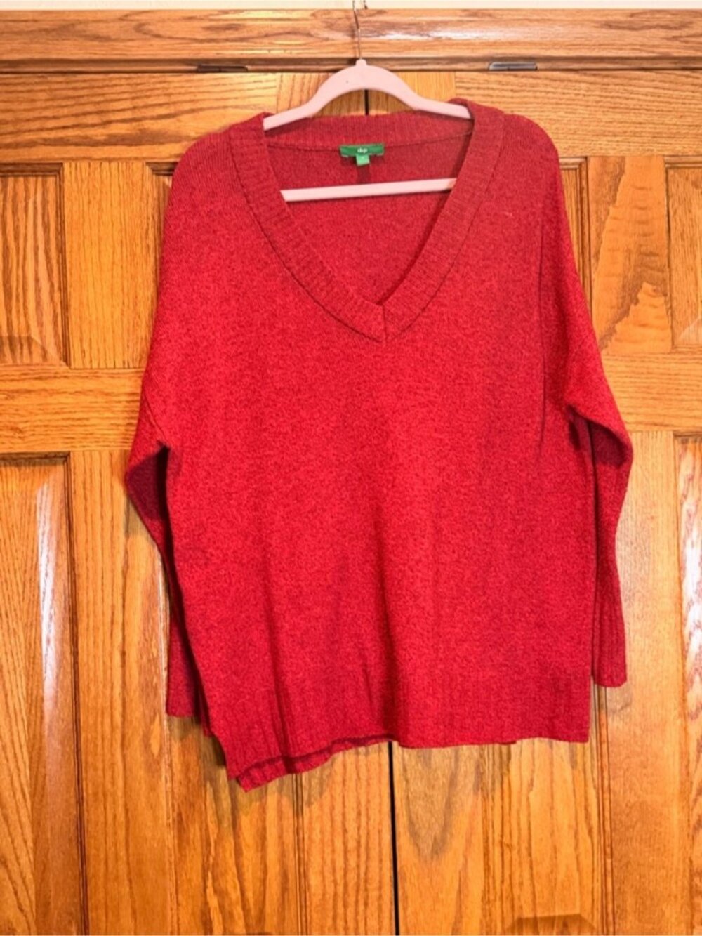 dip Red V-Neck Women's Sweater